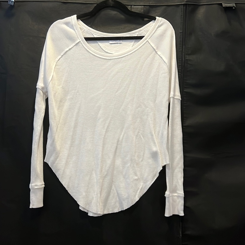 Aritzia TNA long sleeve waffle sweater - white